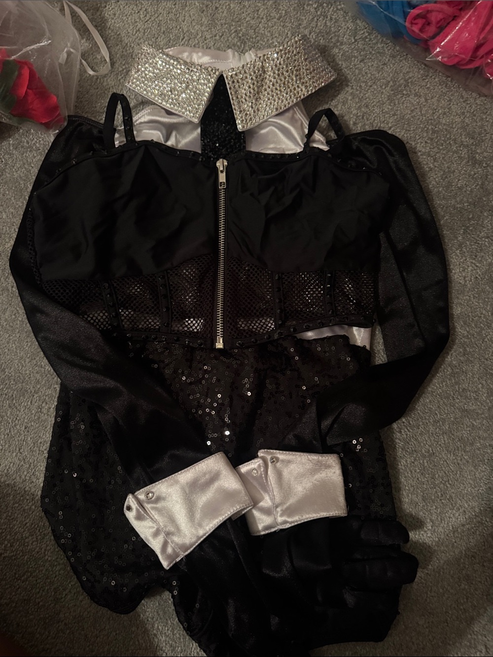 Black Sequin One piece tons of stones